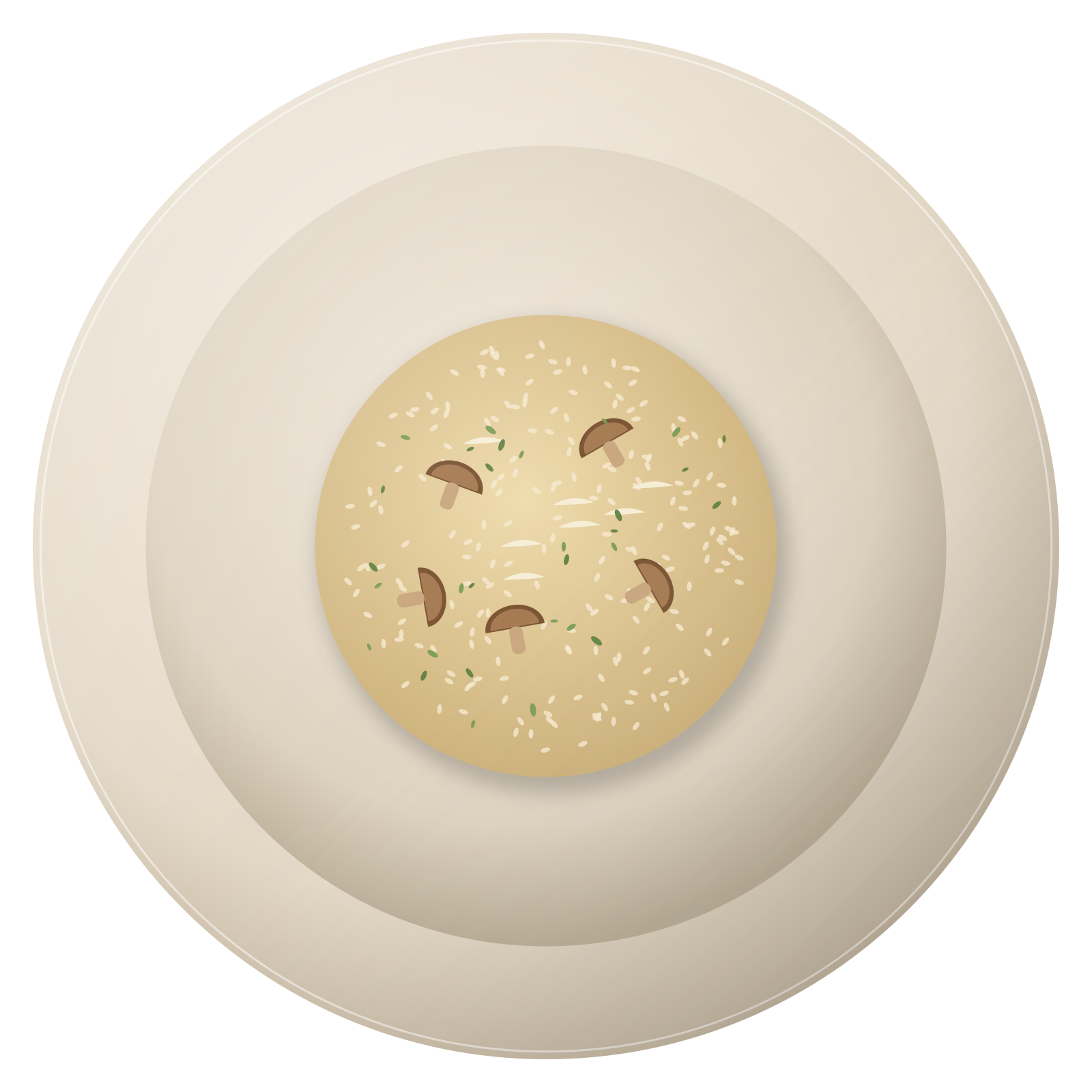 Wild mushroom risotto with thyme and aged cheese in a shallow bowl (placeholder image)
